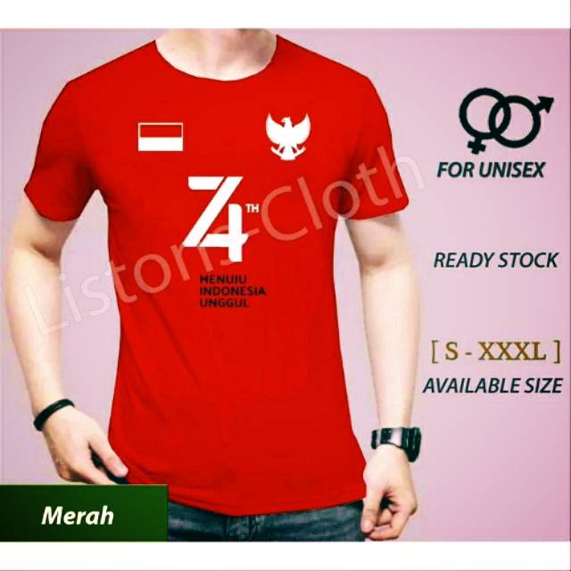 KAOS COMBED 30S BAJU 74th MENUJU INDONESIA UNGGUL TIMNAS GARUDA INDONESIA BAJU TSHIRT 17 AGUSTUS