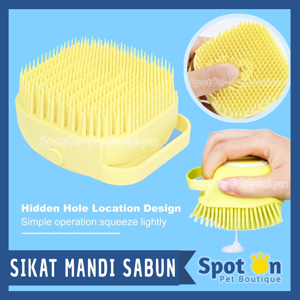 Sikat Mandi Hewan Isi Sabun | Sisir Mandi Silikon Pijat Anjing Kucing Kelinci | Pet Brush Grooming