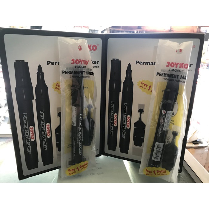 

Spidol Joyko Permanen Hitam Free Refill Permanent Marker PM 34RF Lusin promo