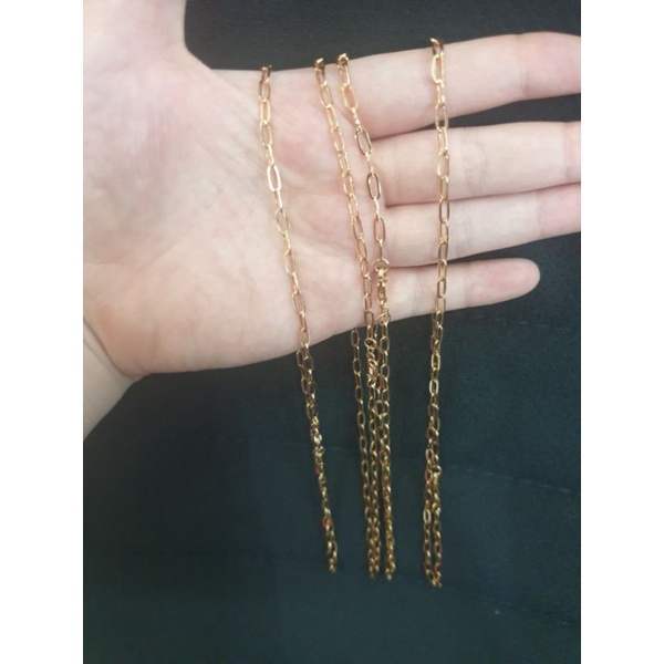 kalung paperclip paper clip syahnaz polos nori lebar emas asli 375 gold