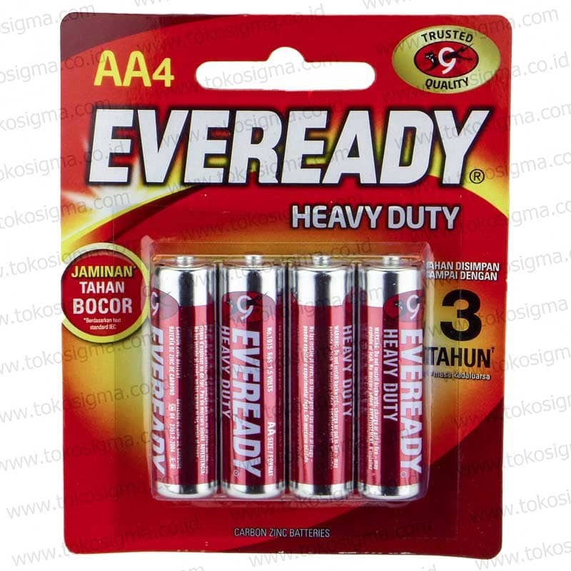 2 PCS EVEREADY 1015BP4 HEAVY DUTY BATERAI 1.5V AA R6 ISI 4