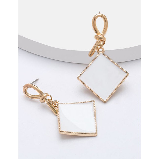 LRC Anting Tusuk Fashion Geometric Square Earrings With Gold Drip Oil Geometric Earrings D92211