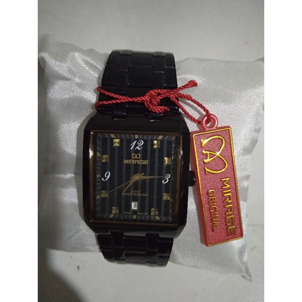 jam Mirage segi pria tanggal 7716 original tahan air