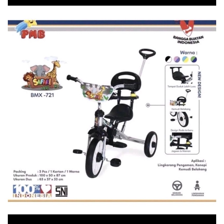 sepeda roda tiga anak safari 721 nikel