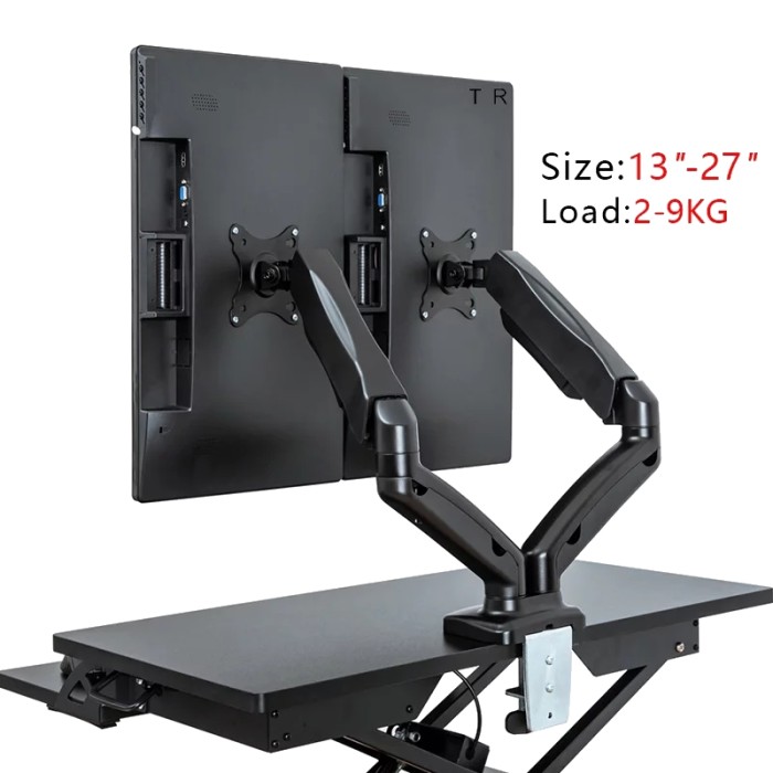 Bracket/breket monitor stand jepit meja Dua layar F160 14&quot;-30 inci