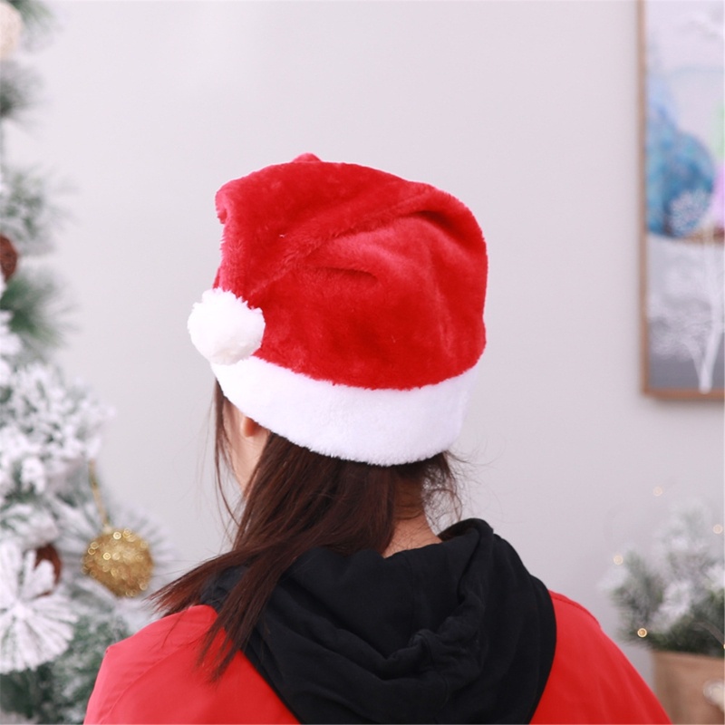 Topi Santa Bahan Plush Untuk Dekorasi Pesta Natal