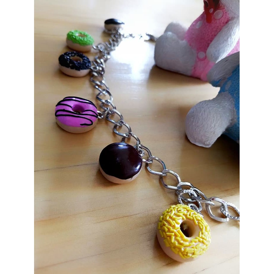 TERLARIS gelang rantai charm donat handmade clay import murah korea dior pesta LUCU
