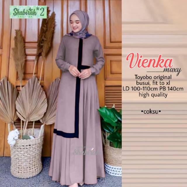 GAMIS VIENKA MAXI DRESS | BAJU MUSLIM WANITA POLOS SIMPLE