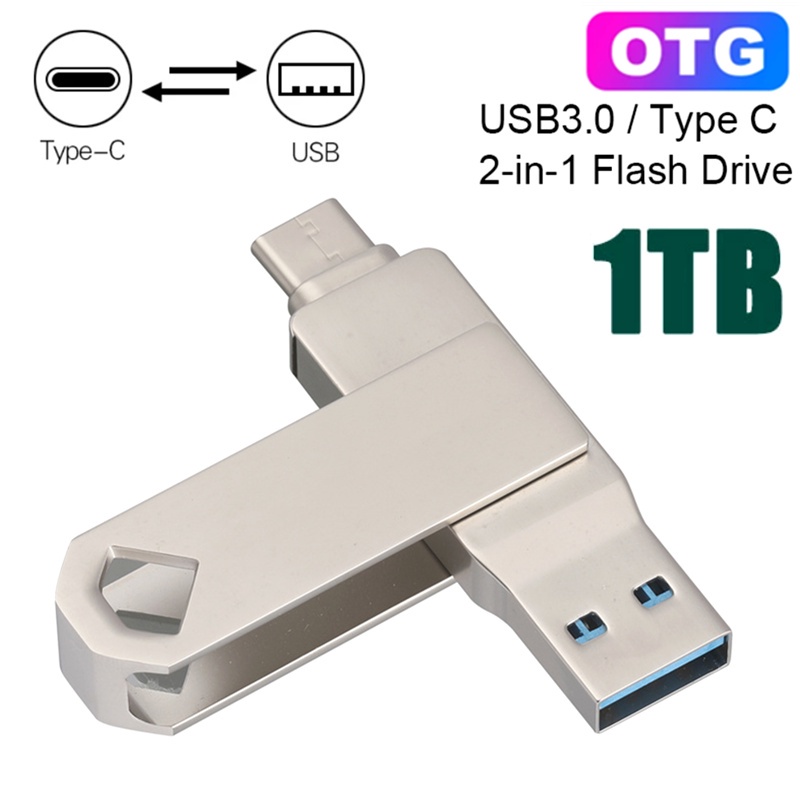 Flash Disk USB 3.0 Tipe-c 1TB OTG High Speed Anti Air Bahan Metal Untuk Smartphone / PC