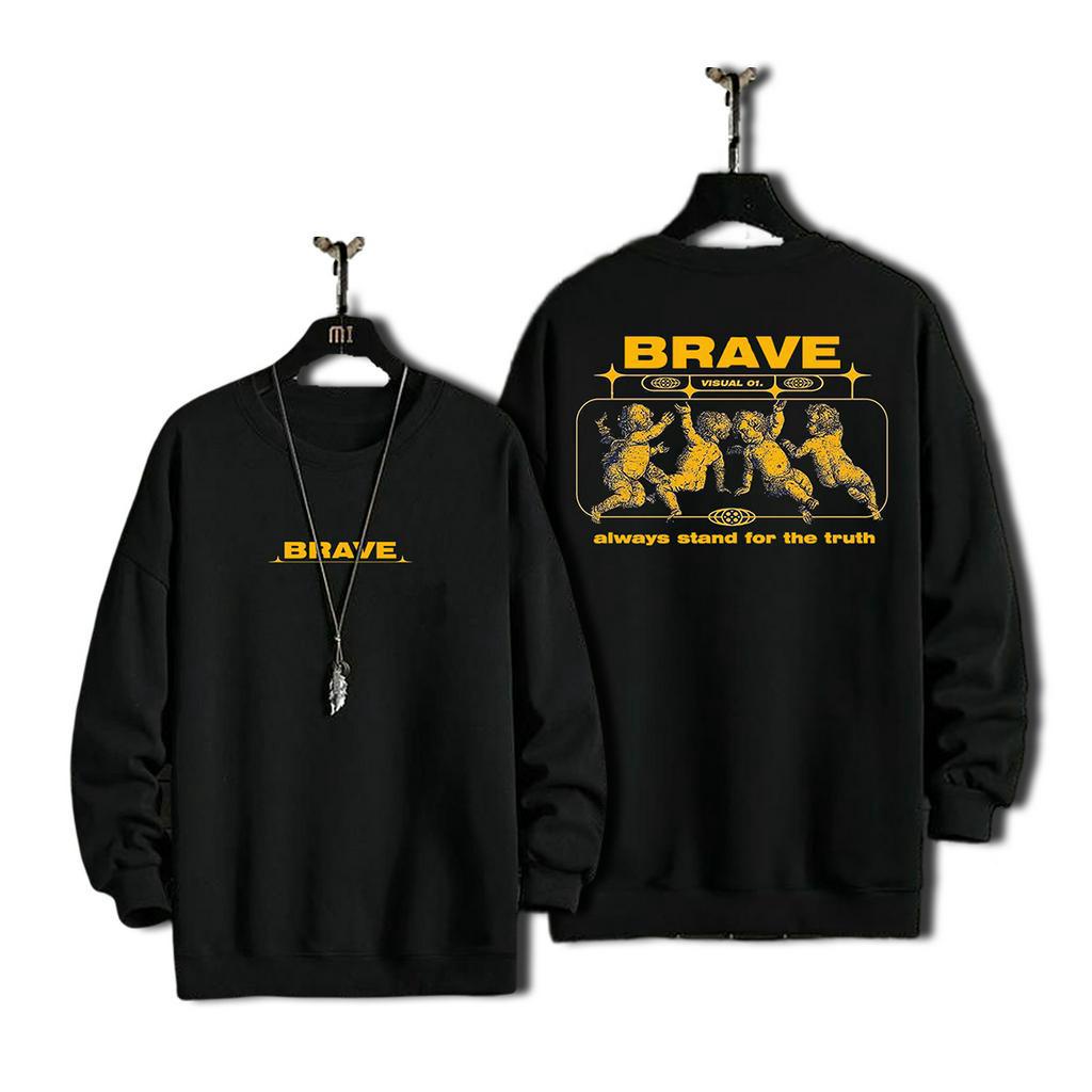 Sweater Pria BRAVE Crewneck terlaris Size L-XXL