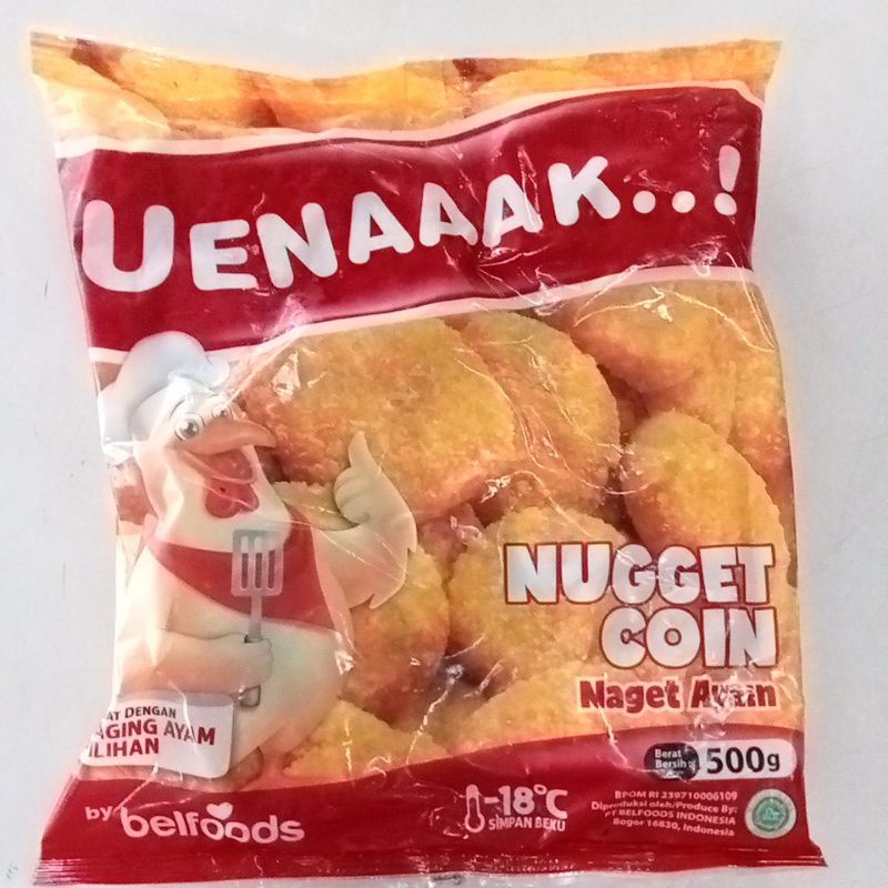 

BELFOODS Uenaaak Nugget Ayam Coin 500gr - Makanan Beku Olahan Nugget Ayam Bentuk Coin