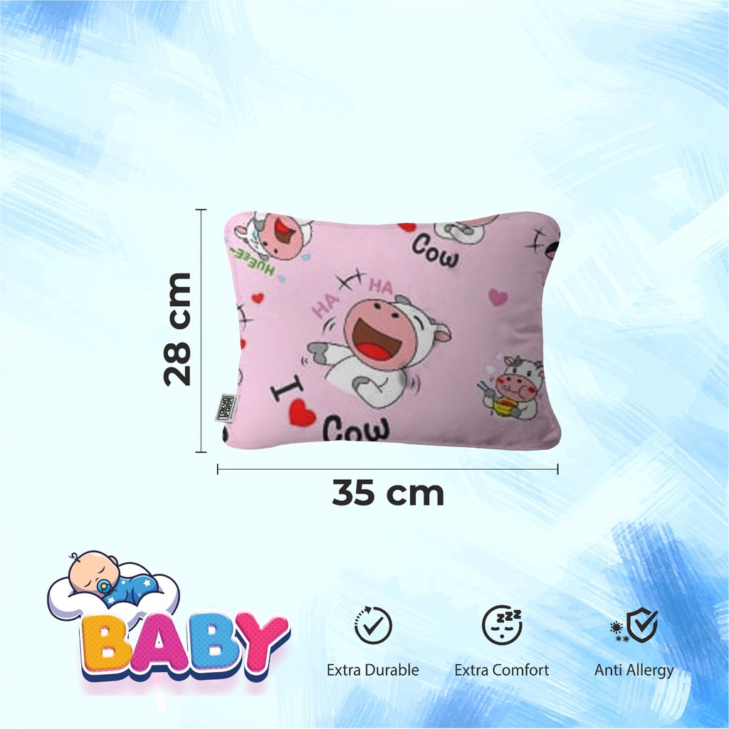 Paket Bundling Bantal & Guling Bayi Baby Cow Dusty Pink Pillow by Tokyo Foam-1