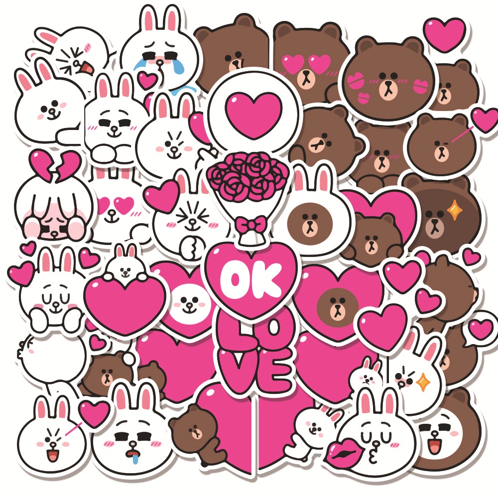 Jepang stiker beruang Hari Valentine kartun jurnal bahan cute bunny in cangkir air Jurnal stiker Xia