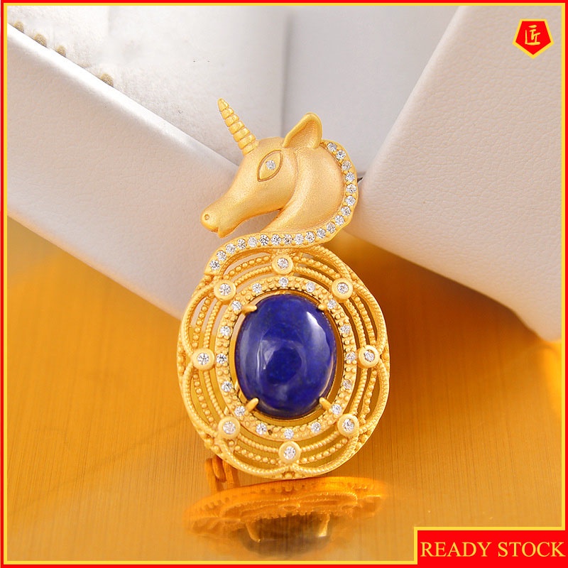 [Ready Stock]Unicorn Pony Brooch Pendant Female 18K Gold Ins Trendy Personalized Minority