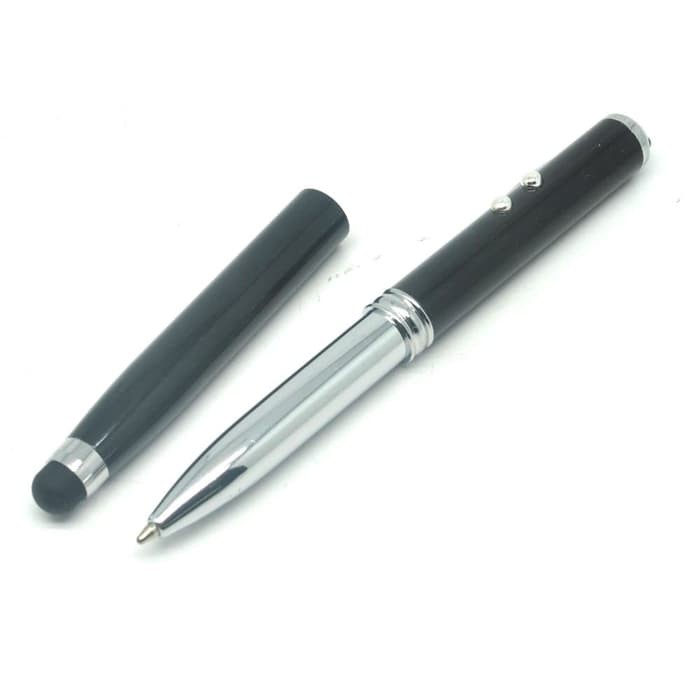 Stylus 4 in 1 Ballpoint + Laser Pointer + Senter - T0054 - Black