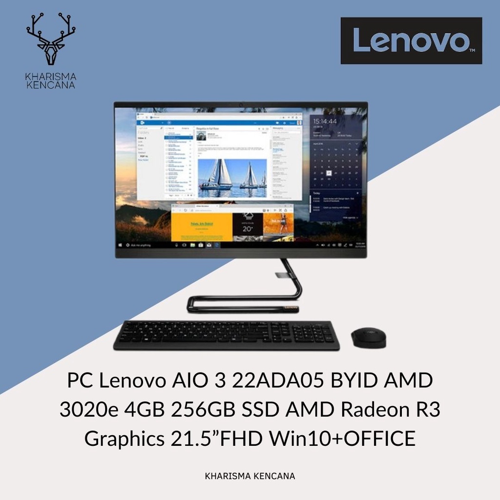PC Lenovo AIO 3 22ADA05 BYID AMD 3020e 4GB 256SSD 21.5 FHD Win10 OHS