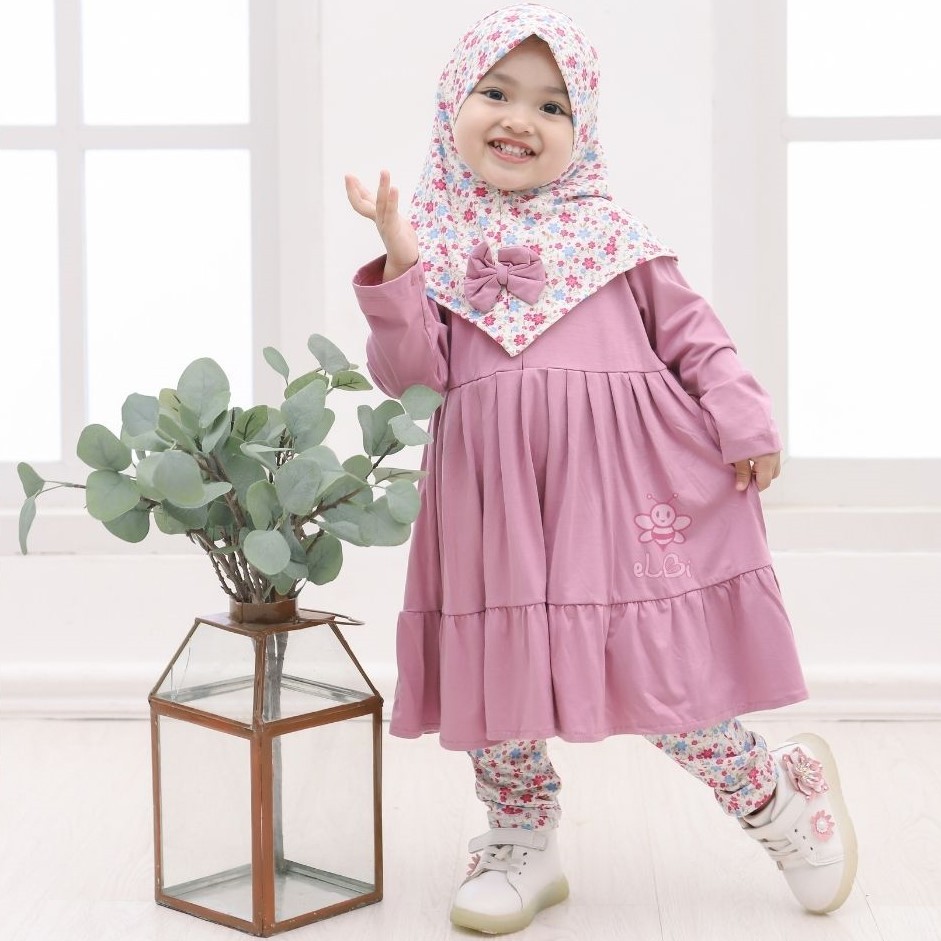Gamis Anka eLBi Rayon / Baju Muslim Anak Perempuan / Baju Muslim Anak 1 Tahun - 6 Tahun