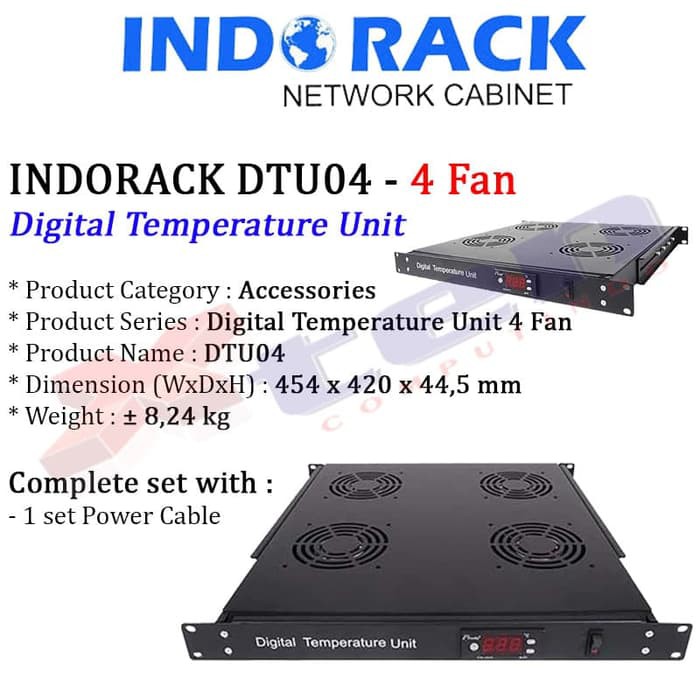 Indorack Accessories Digital Temperatur Unit 4 Fan For Rack Server