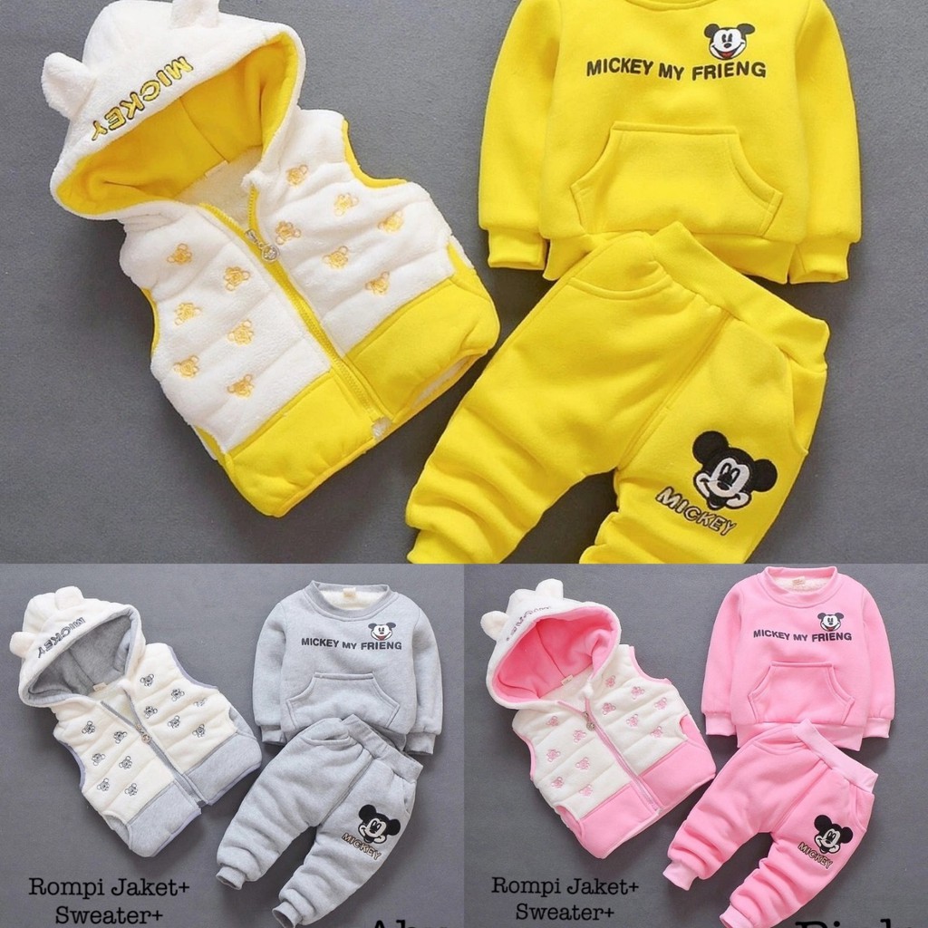 A1802 OC 3in1 Set Mikies kid 3in1 set, terbaru fashion pakaian anak cowok setelan stelan set murah