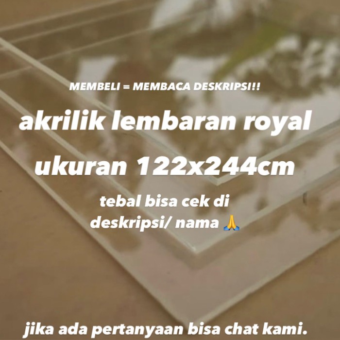 

akrilik lembaran merk royal (uk 122 x 244 cm) bening 3mm l NEW21