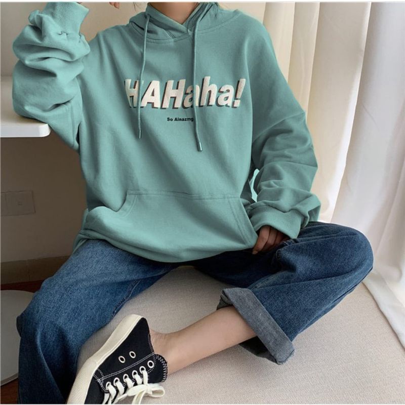 (S - 6XL) Hoodie HAHAHA So Amazing Tumblr Aesthetic Jaket Jumper BIGSIZE Streetwear Korean Harajuku Jumbo Oversize Unisex Urban Style