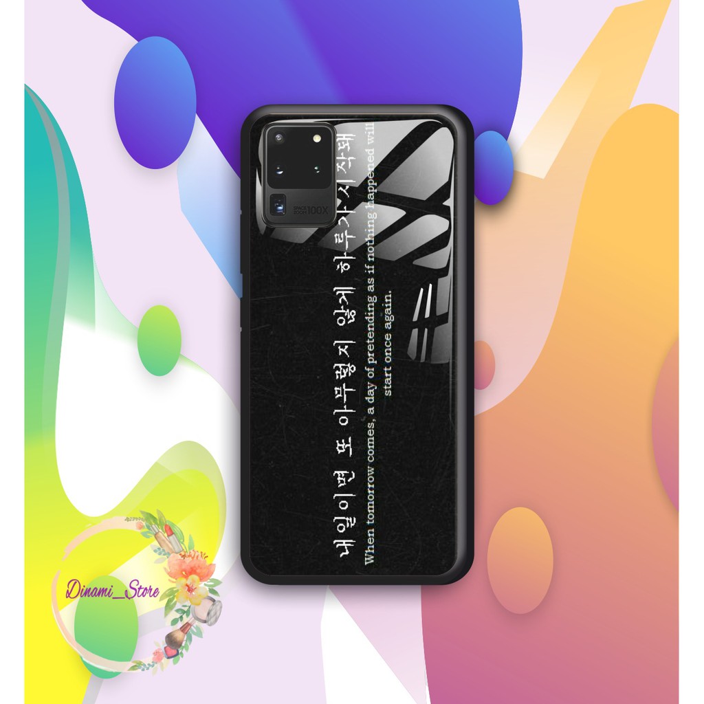 Back case glass KOREA QUOTES Oppo A3s A1k A5 A9 2020 A7 F9 A5s A31 A52 a53 A92 A37 A57 A59 DST1428