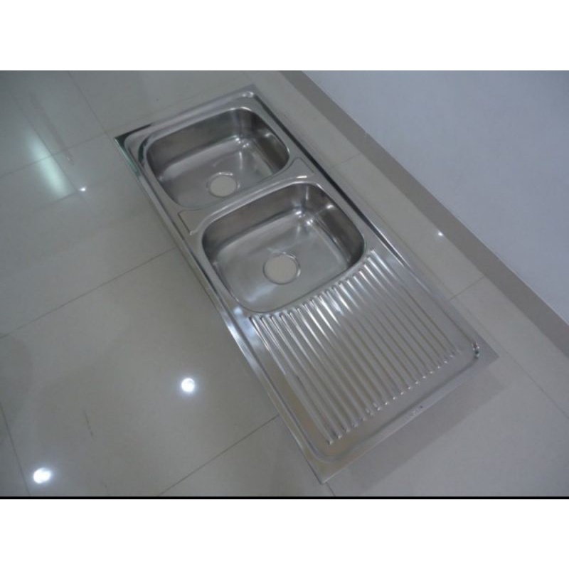Bak Cuci Piring 2 lubang dengan sayap two bowl kitchen sink