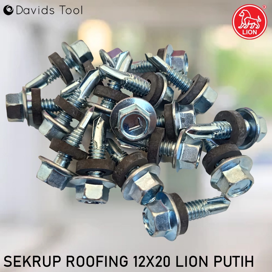 Sekrup Baja Ringan Baut Roofing Skrup Rangka Besi Drilling Hollow Besi Holo Scrup Lion 12x20 2cm