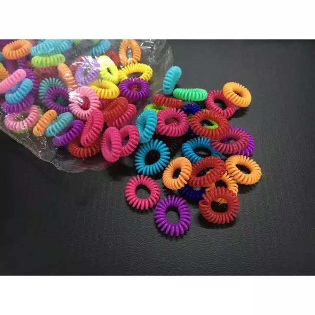 Ikat rambut spiral kincir rambut model kabel ukuran mini