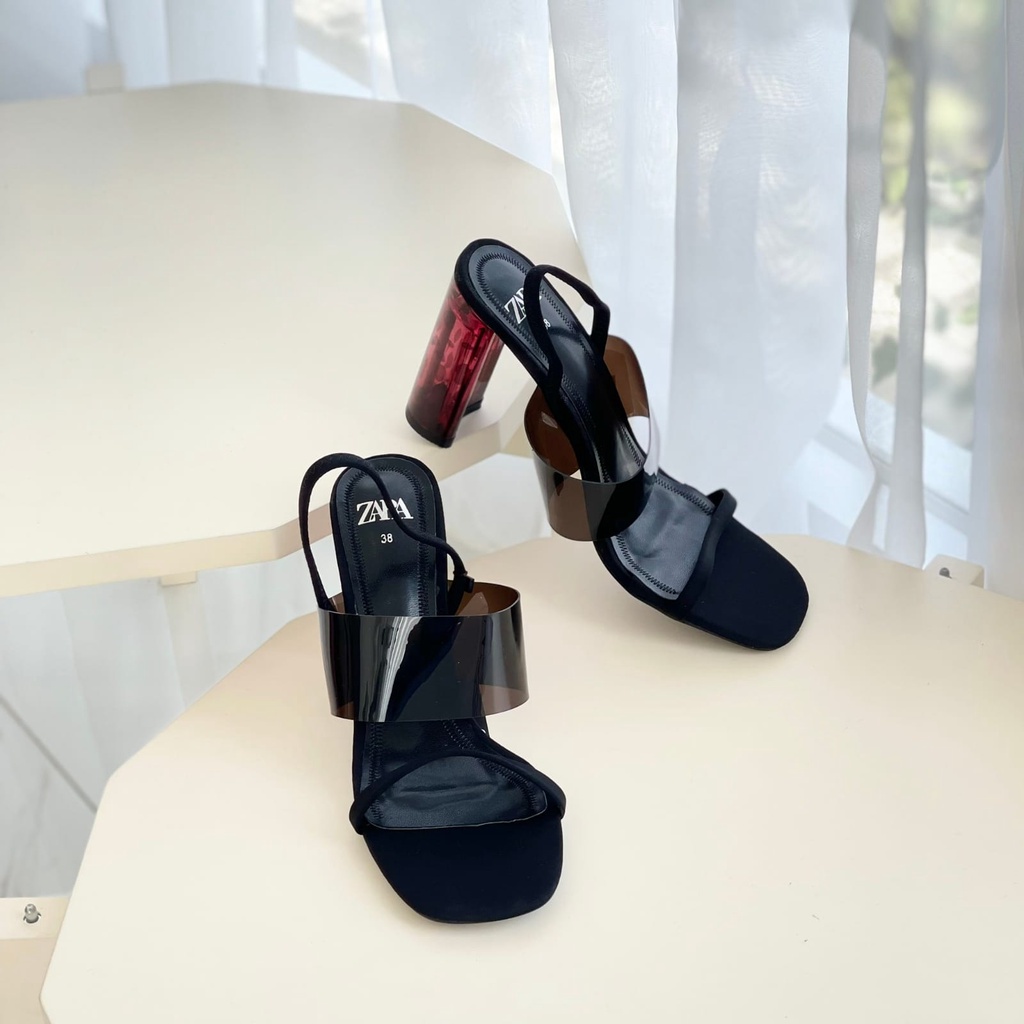 SANDAL WANITA ZS-3595 VINLY MULES HEELS 9CM