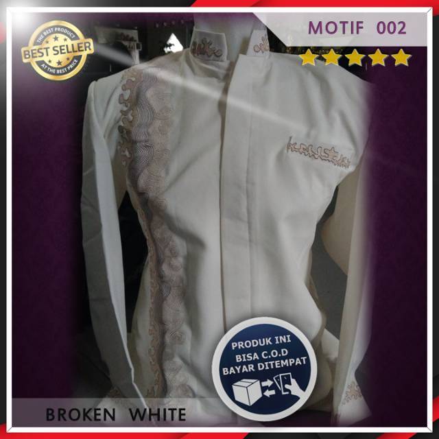 Jasko,Jaskoko Bordir Original Modern Bahan Import Kualitas Terbaik,JasKo Motif 002 Putih Tulang,COD