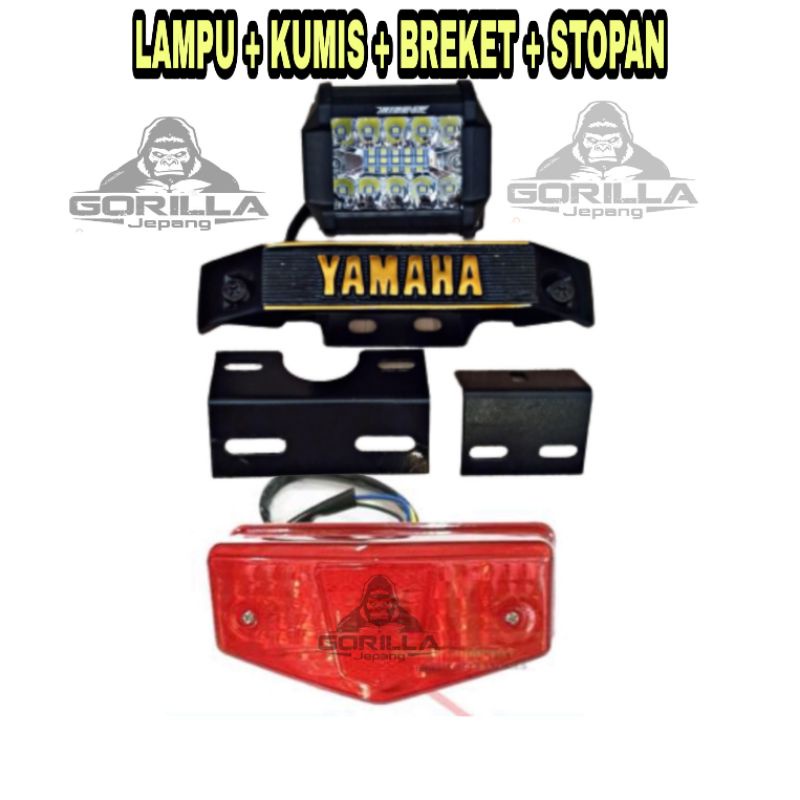 paket lampu led set kumis kumisan rx king set pangkon breket-Paket 8