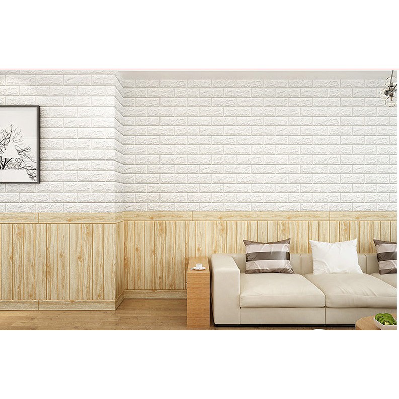 Wallpaper Foam 70 CM X 70 CM 3D WOOD LIST SPONS KAYU LIST