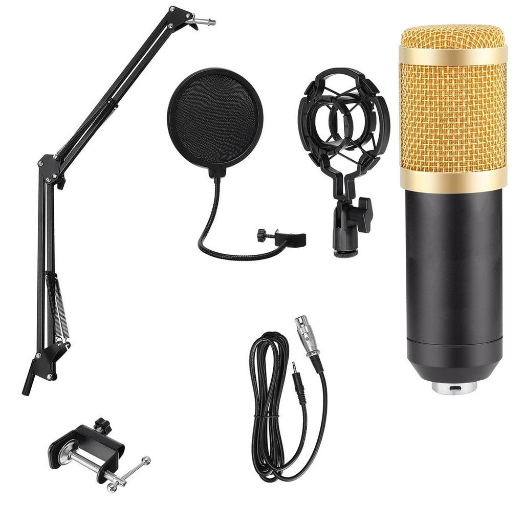 Paket Microphone BM 800 Condenser + Stand Fullset Paket Soundcard V8 Free Audio Splitter