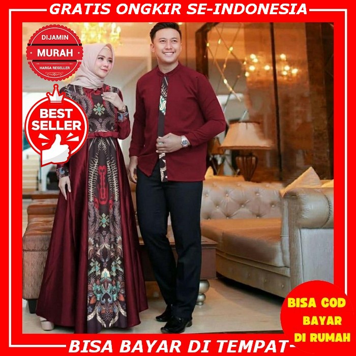 Toko Gamis Couple Marisa Baju Gamis Couple Pasangan Muslim Suami Istri Motif Full Brukat Pesta Konda