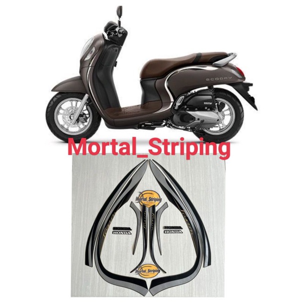 STICKER FULL SET STRIPING LIS LIST BODY MOTOR SCOOPY FI NEW STYLISH TAHUN 2021 2022 WARNA MATTE BROW