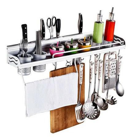 

BISA COD Rak Dinding Dapur Aluminium tempat bumbu pisau alat masak - 02 TERBARU Kode 750