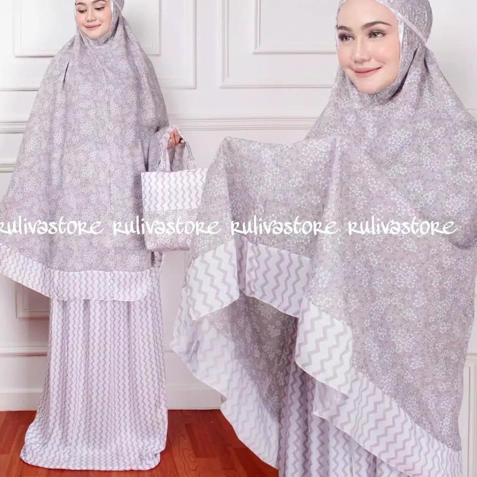 MUKENA RAYON BALI MOTIF BUNGA ALESHA ZIGZAG ZIGGY MUKENA DEWASA ADEM TER T4R5