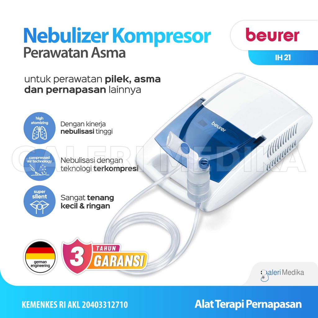 Beurer Nebulizer Compressor IH 21 / IH21 / IH-21 - Alat Terapi Pernapasan / Alat Uap