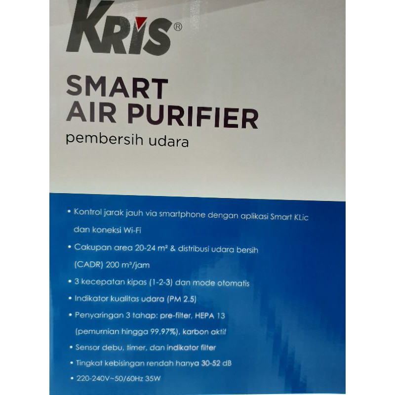 smart airpurifier air purifier HEPA KRIS with tuya wifi