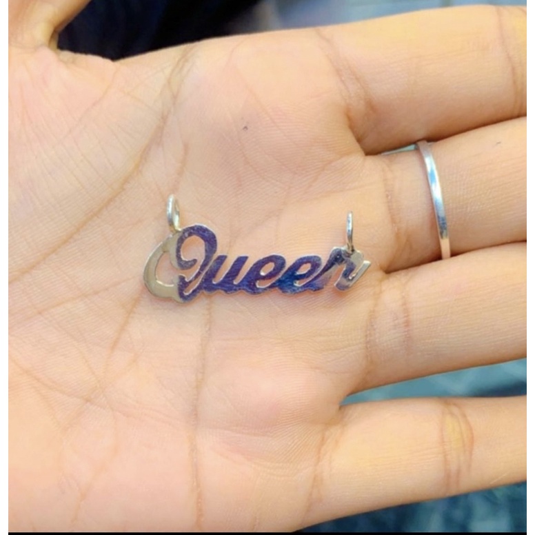 LIONTIN NAMA PERAK999/PERHIASAN PERAK925 LAPIS EMAS PUTIH ASLI/XL00