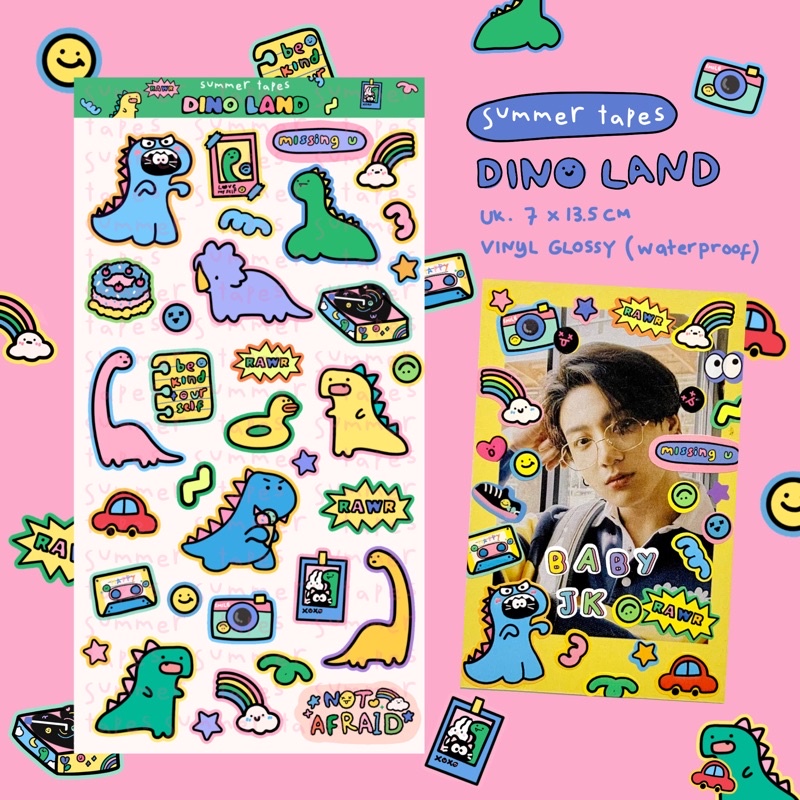 

Summer Tapes Dino Land Seal Sticker/deco sticker/stiker bujo/polcos sticker/polaroid stiker