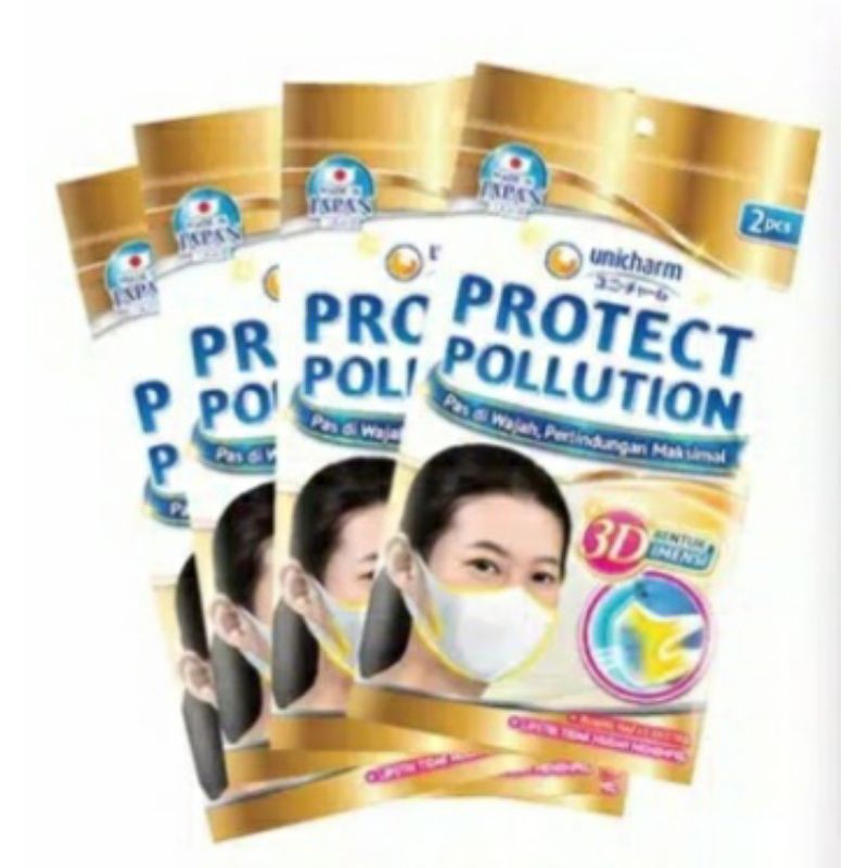 Masker Unicharm Protect Pollution 3D Mask (1 sachet isi 2pcs)