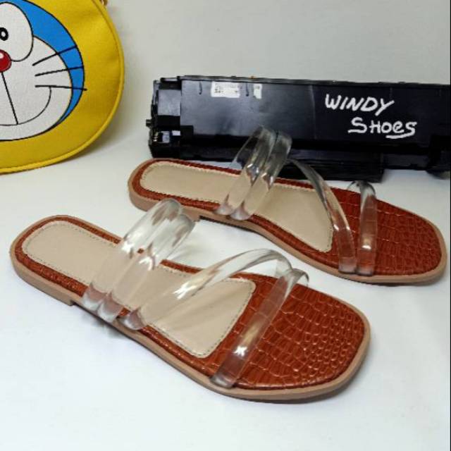 sandal wanita teplek GABBY flat jelly bening