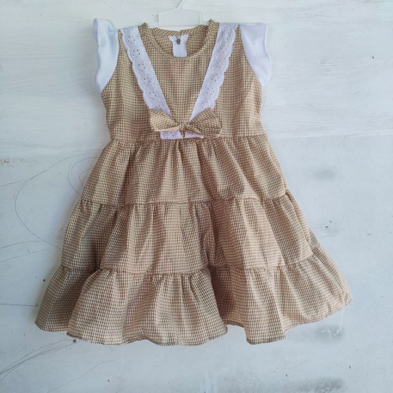 Dress anak 2 3 tahun gaun anak cewek kotak Baju anak cewek perempuan ( dress vikotak ) Fatonah Shop