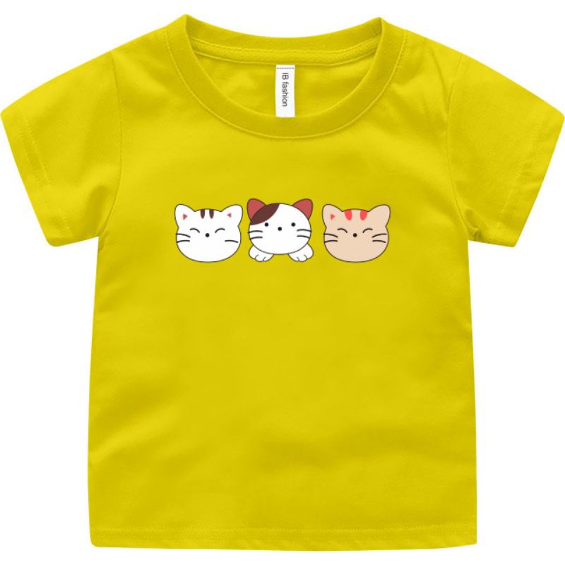 Kaos Anak Anak Cowok Cewek 3 Kucing Baju Oblong Anak Kaos Murah Ank T Shirt Anak Terbaru