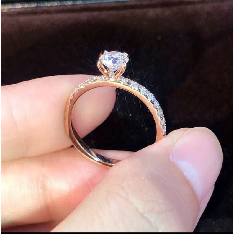 Cincin tunangan titanium berlian xuping model permata N05082003