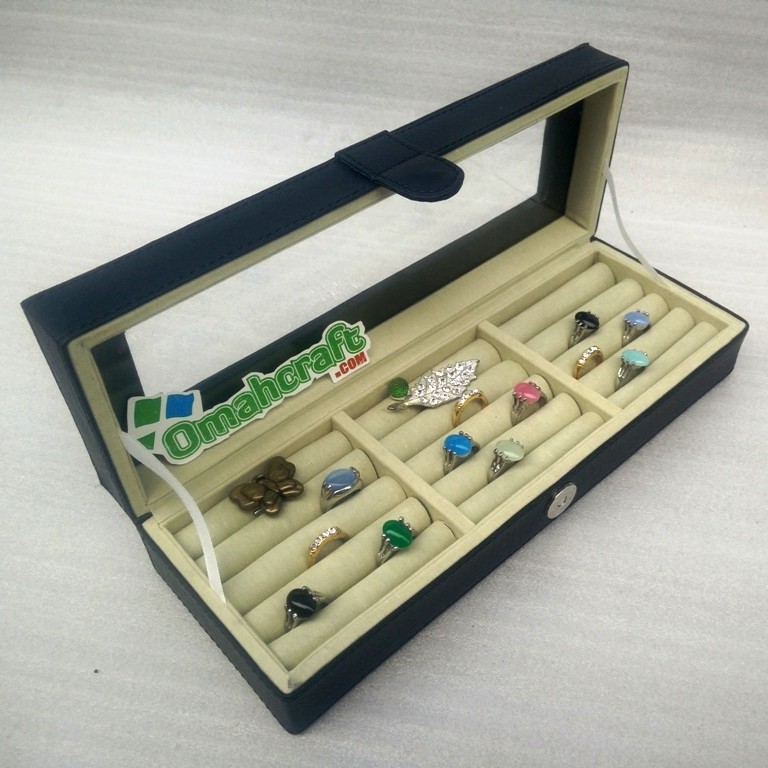 BLACK CREM - Kotak Cincin UNIVERSAL Box Tempat Penyimpanan Cincin Emas dan Akik