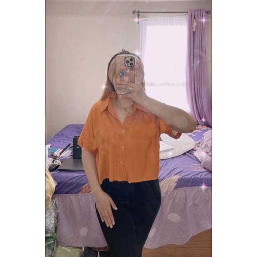 Kemeja Wanita / Kemeja Crop / Kemeja Polos / Kemeja Terbaru / Baju Kemeja / Baju Atasan Polos Lengan Pendek
