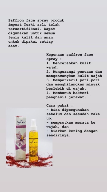 Saffron Saffrose Facemist Shopee Indonesia